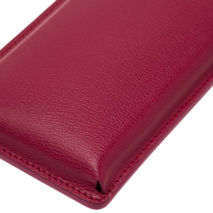 Pre Owned Charlotte Olympia Magenta Leather Feline iPhone 6 Case with Chain