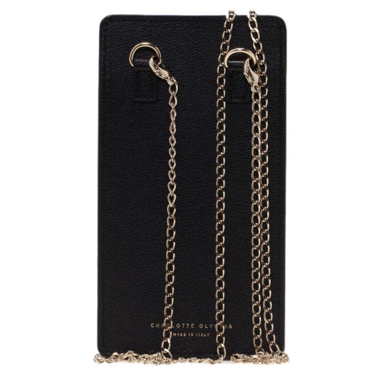 Pre Owned Charlotte Olympia Black Leather Feline iPhone 6 Case with Chain