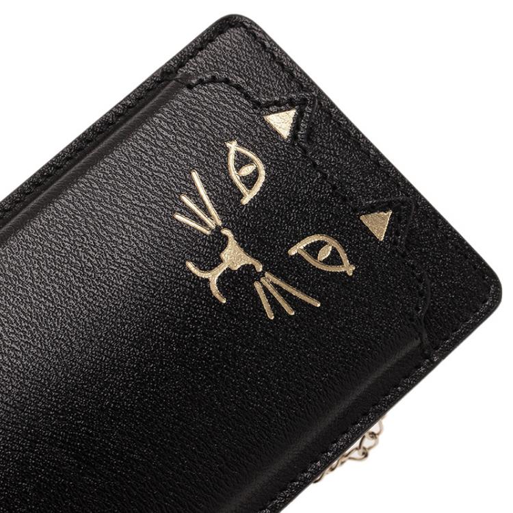 Pre Owned Charlotte Olympia Black Leather Feline iPhone 6 Case with Chain