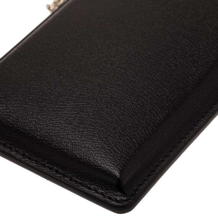 Pre Owned Charlotte Olympia Black Leather Feline iPhone 6 Case with Chain