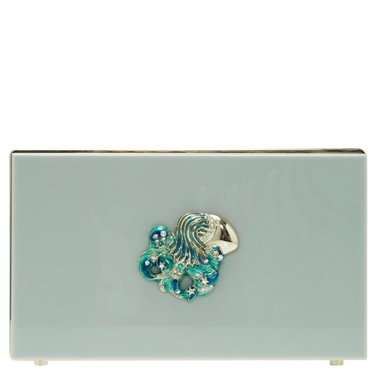 Pre Owned Charlotte Olympia Grey Perspex Aquarius Zodiac Pandora Box Clutch 