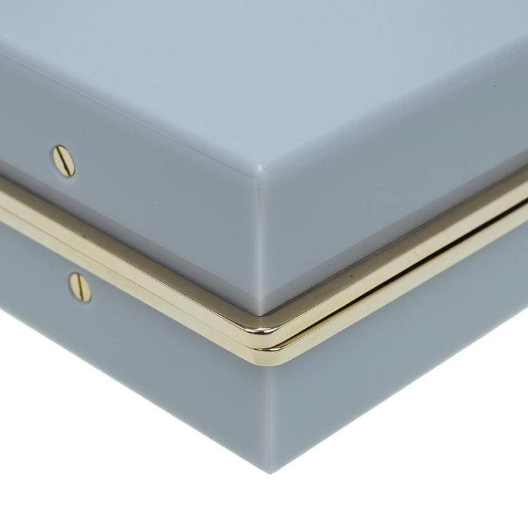 Pre Owned Charlotte Olympia Grey Perspex Aquarius Zodiac Pandora Box Clutch 