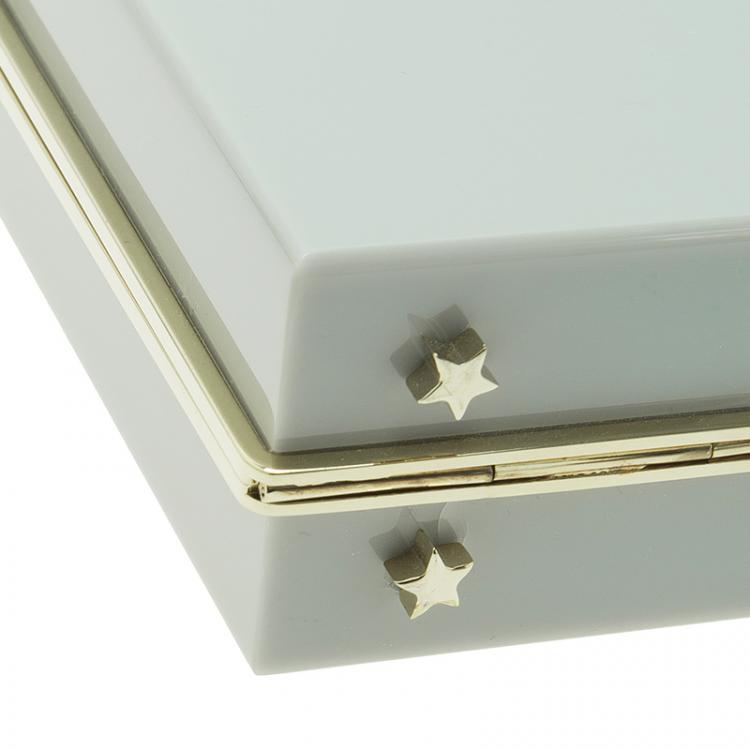 Pre Owned Charlotte Olympia Grey Perspex Aquarius Zodiac Pandora Box Clutch 