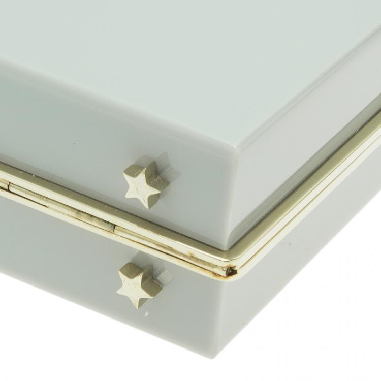 Pre Owned Charlotte Olympia Grey Perspex Aquarius Zodiac Pandora Box Clutch 