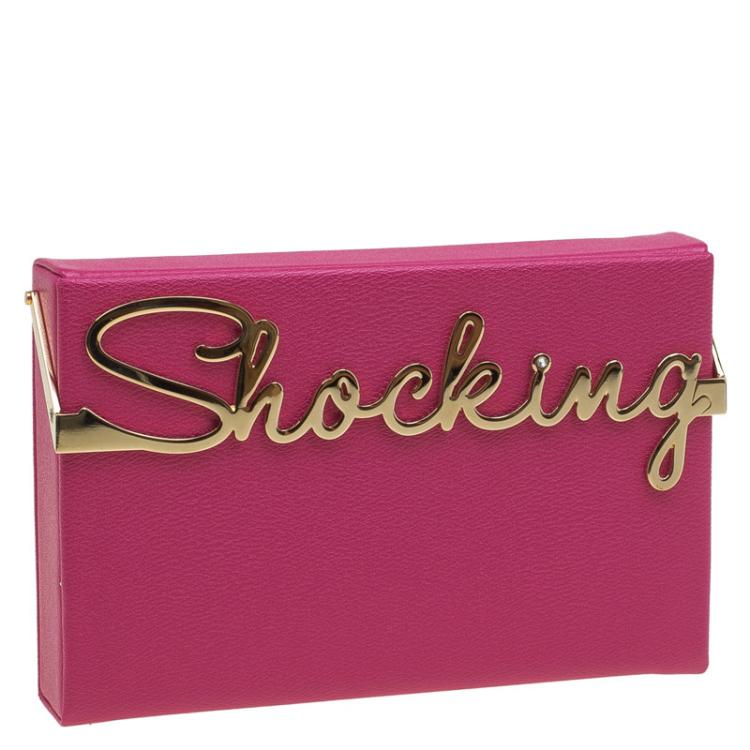 Pre Owned Charlotte Olympia Pink Leather Shocking Vanina Clutch