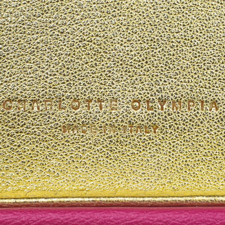 Pre Owned Charlotte Olympia Pink Leather Shocking Vanina Clutch