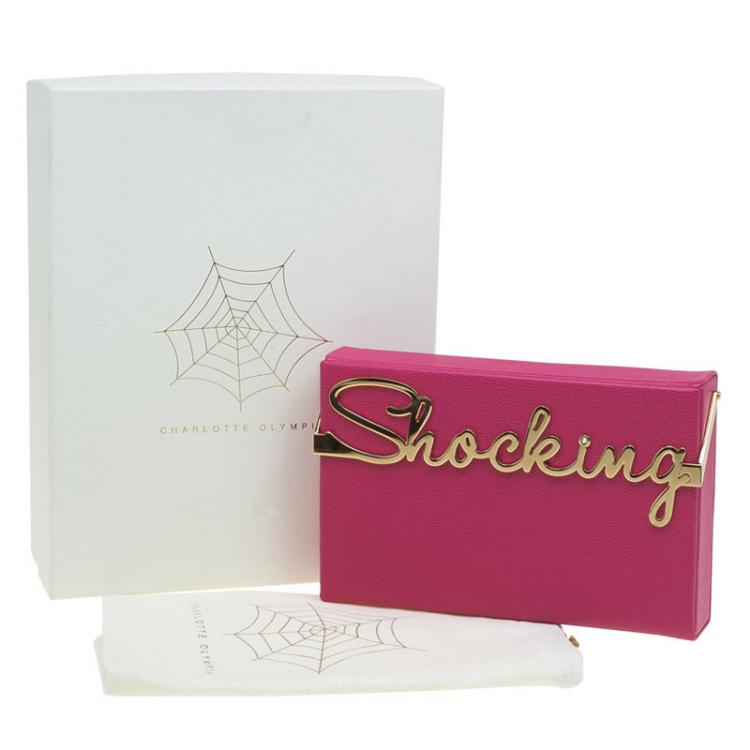 Pre Owned Charlotte Olympia Pink Leather Shocking Vanina Clutch
