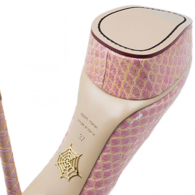 Pre Owned Charlotte Olympia Pink Python Pumps Size 37