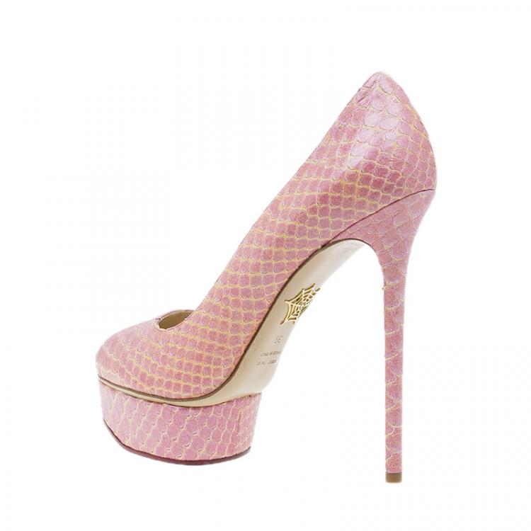 Pre Owned Charlotte Olympia Pink Python Priscilla Platform Pumps Size 39