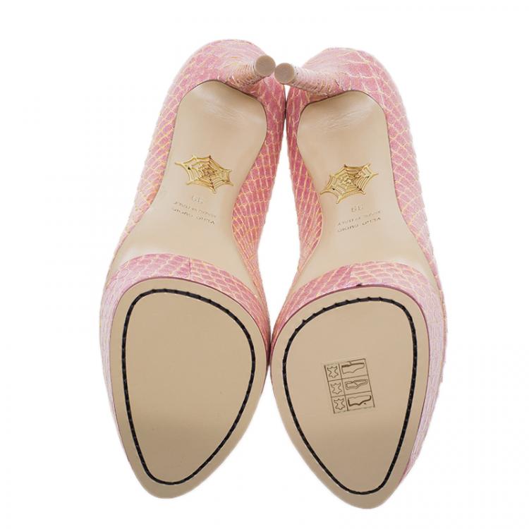 Pre Owned Charlotte Olympia Pink Python Priscilla Platform Pumps Size 39