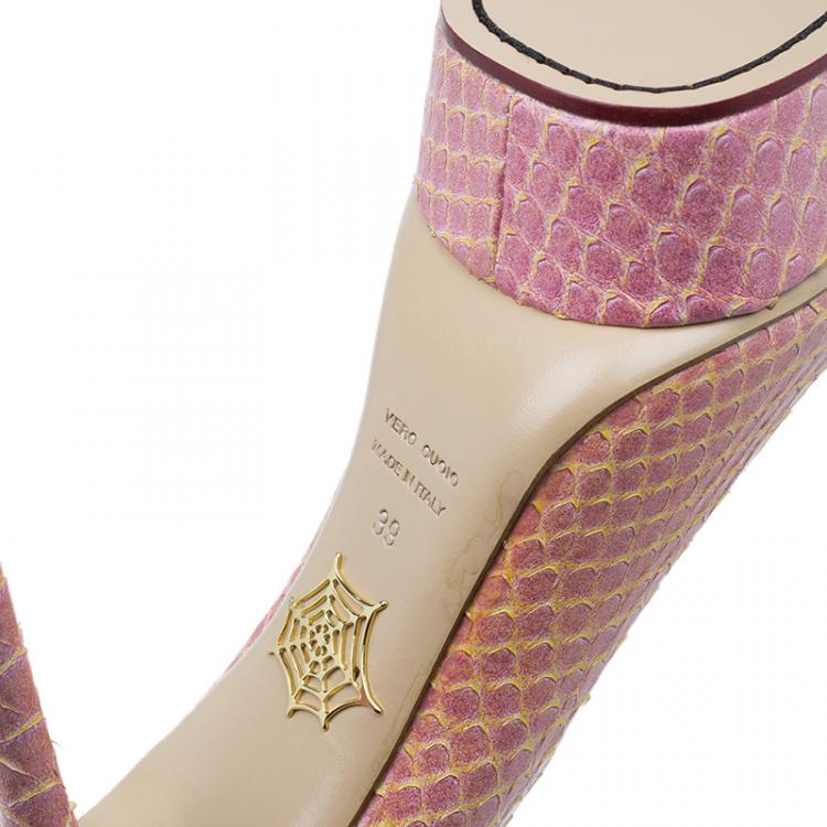 Pre Owned Charlotte Olympia Pink Python Priscilla Platform Pumps Size 39