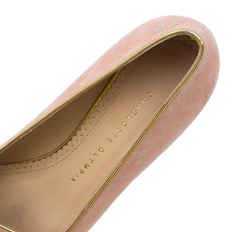 Pre Owned Charlotte Olympia Pink Suede Cancer Smoking Slippers Size 37.5