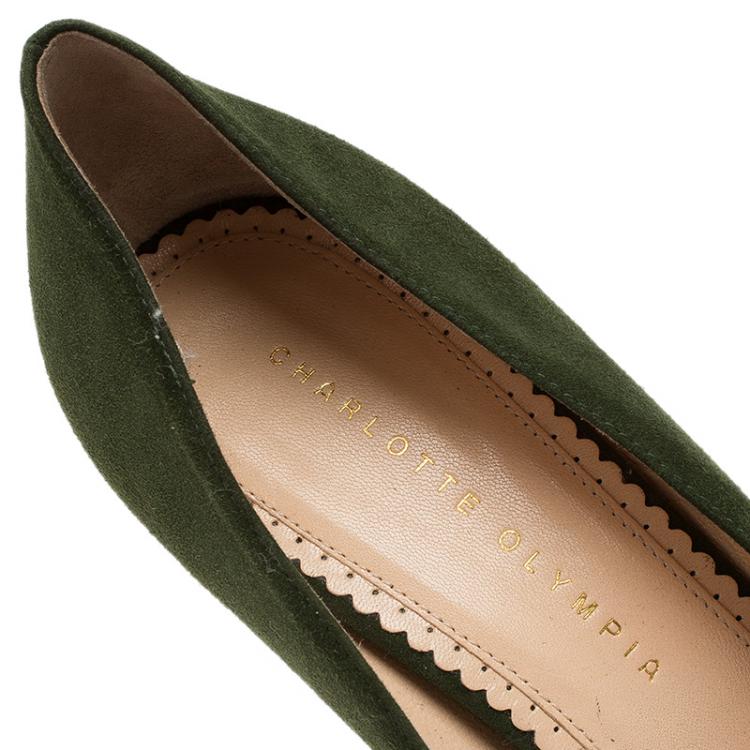 مملوكة مسبقًا Charlotte Olympia Green Suede Dolly Platform Pumps Size 40