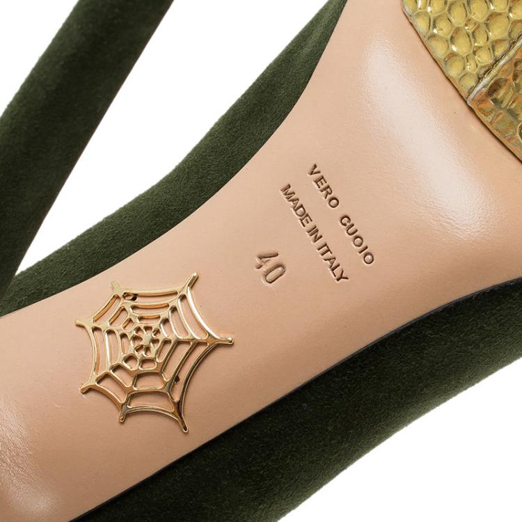 مملوكة مسبقًا Charlotte Olympia Green Suede Dolly Platform Pumps Size 40