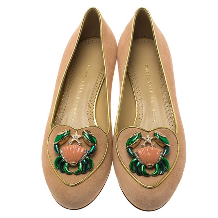 Pre Owned Charlotte Olympia Pink Suede Cancer Smoking Slippers Size 36.5