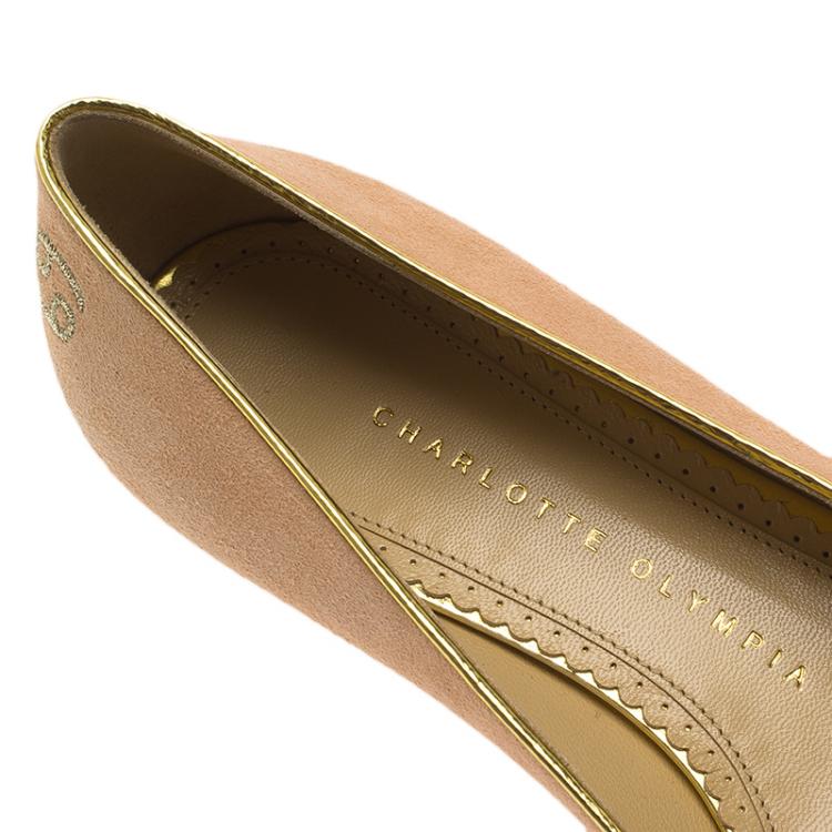 Pre Owned Charlotte Olympia Pink Suede Cancer Smoking Slippers Size 36.5