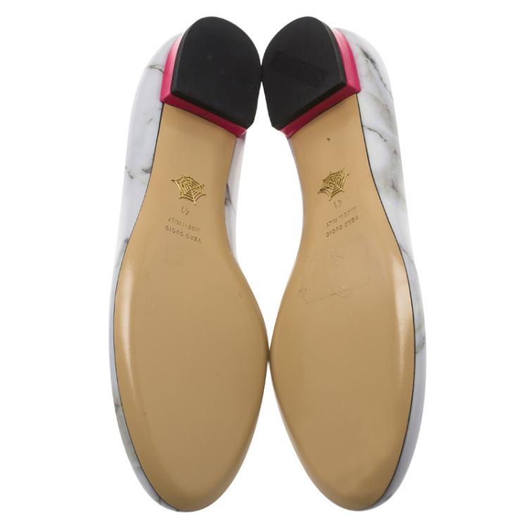 Pre Owned Charlotte Olympia Marble Kitty Flats Size 41