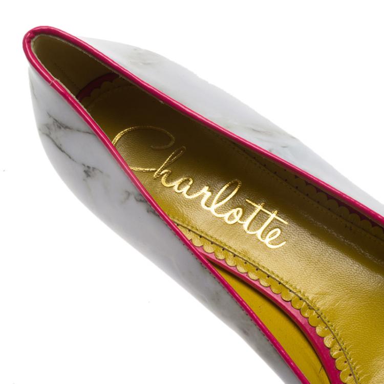 Pre Owned Charlotte Olympia Marble Kitty Flats Size 41