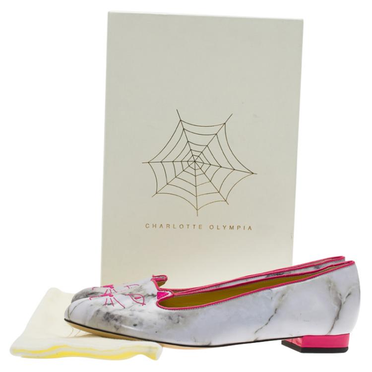 Pre Owned Charlotte Olympia Marble Kitty Flats Size 41
