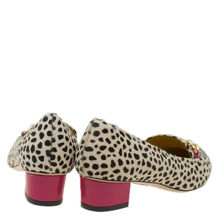 Pre Owned Charlotte Olympia Cheetah Print Calf Hair Francis Loafers Size 37