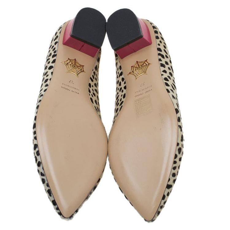 Pre Owned Charlotte Olympia Cheetah Print Calf Hair Francis Loafers Size 37