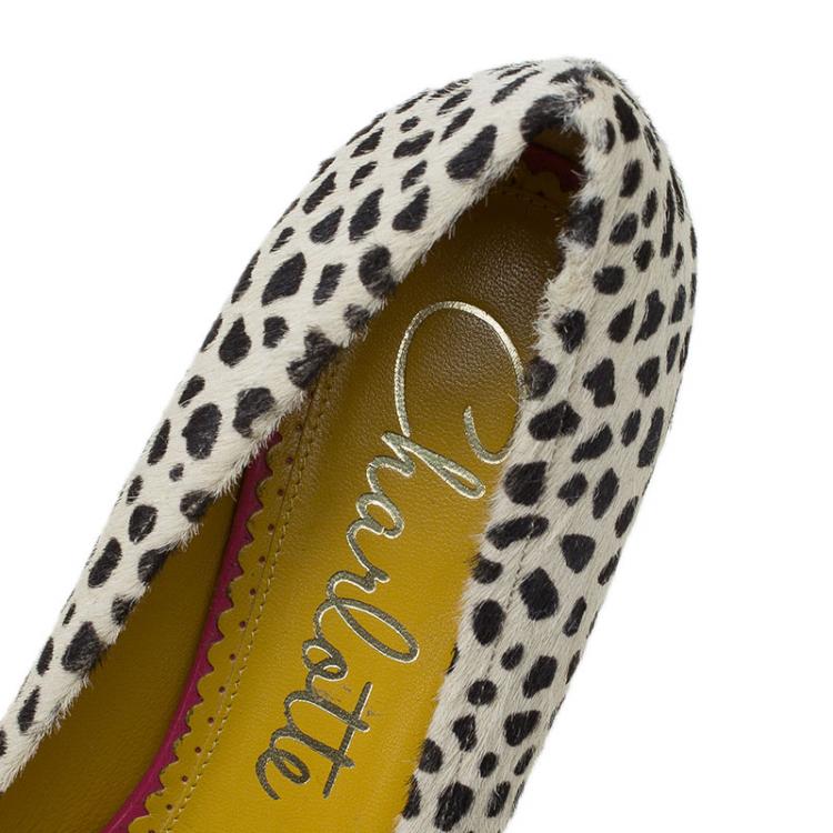 Pre Owned Charlotte Olympia Cheetah Print Calf Hair Francis Loafers Size 37