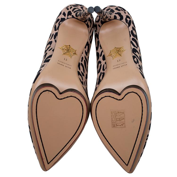 Pre Owned Charlotte Olympia Leopard Print Satin Debbie Platform Pumps 41