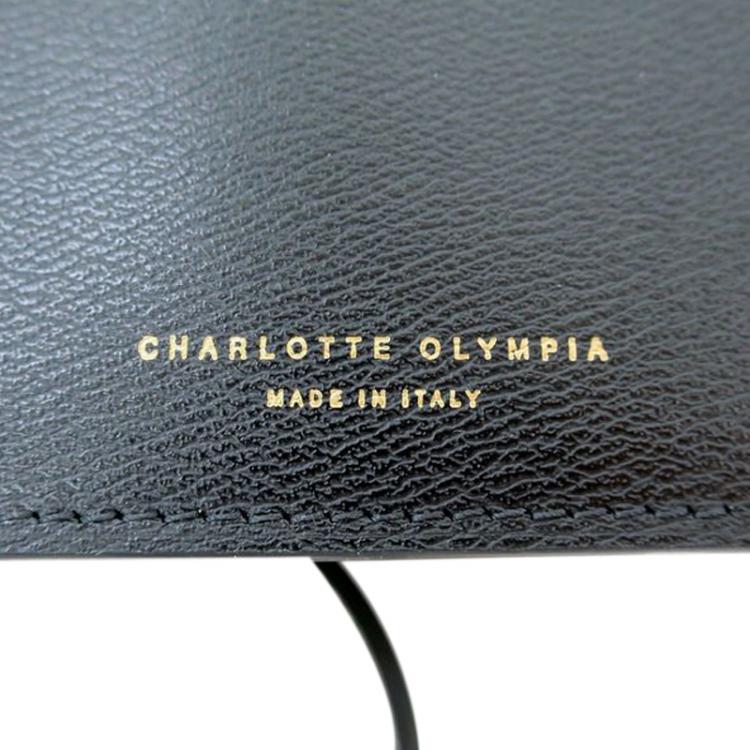 Pre Owned Charlotte Olympia Black Calf Leather Feline Purse Shoulder Bag