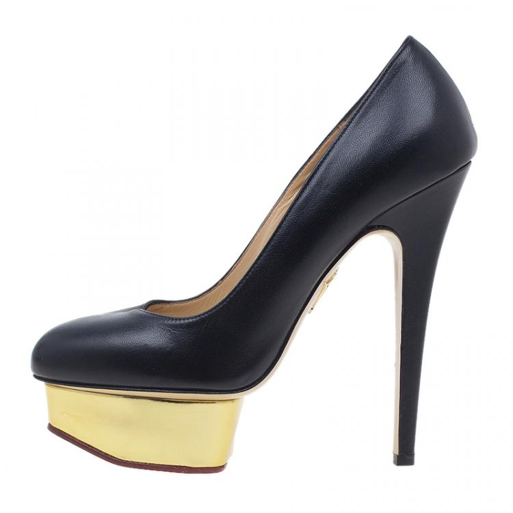 Pre Owned Charlotte Olympia Black Dolly Pumps Size 37
