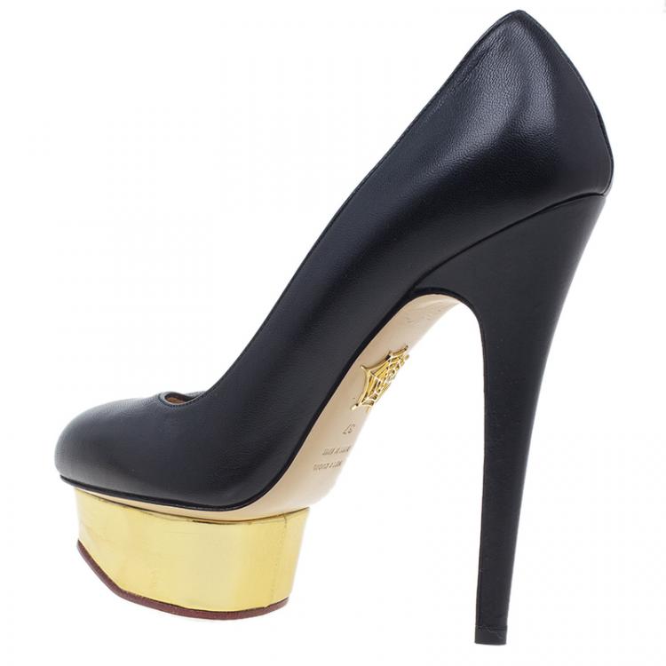 Pre Owned Charlotte Olympia Black Dolly Pumps Size 37