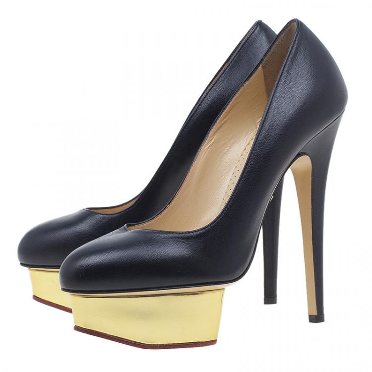 Pre Owned Charlotte Olympia Black Dolly Pumps Size 37