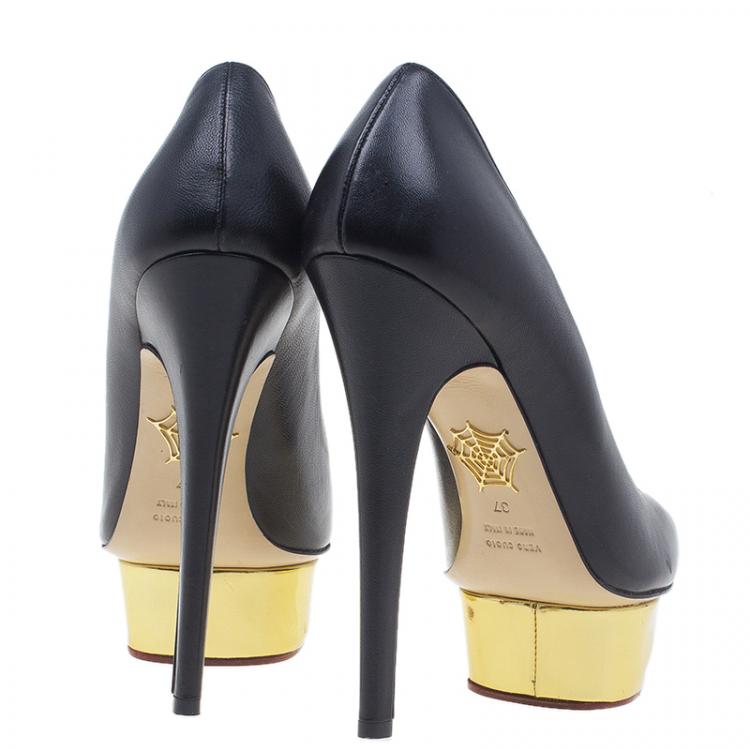 Pre Owned Charlotte Olympia Black Dolly Pumps Size 37
