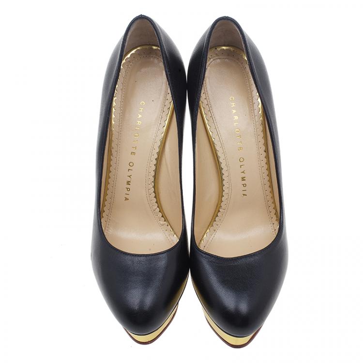 Pre Owned Charlotte Olympia Black Dolly Pumps Size 37
