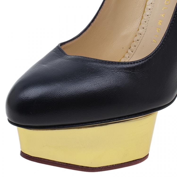 Pre Owned Charlotte Olympia Black Dolly Pumps Size 37