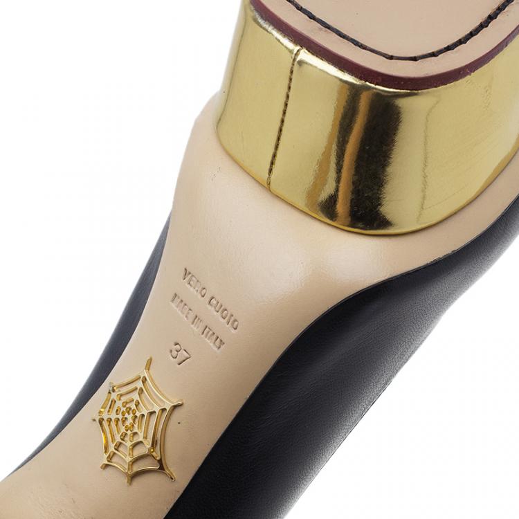 Pre Owned Charlotte Olympia Black Dolly Pumps Size 37