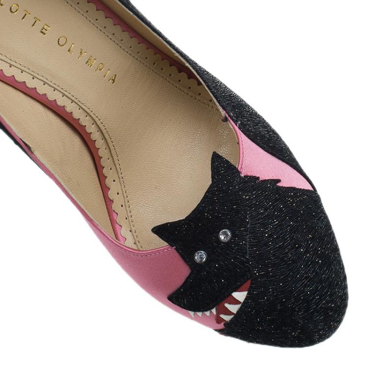 مملوكة مسبقًا Charlotte Olympia Pink Satin She Wolf Platform Pumps Size 38 