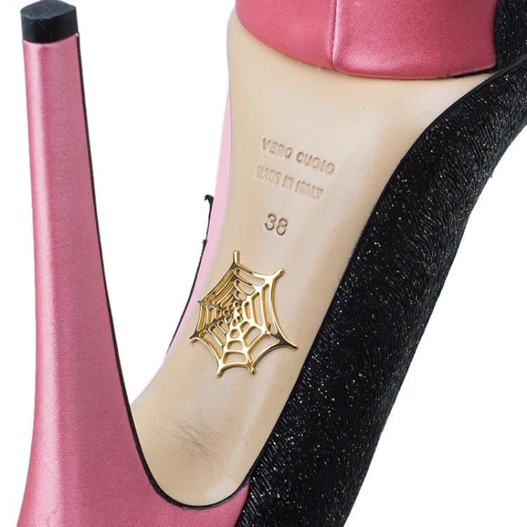 مملوكة مسبقًا Charlotte Olympia Pink Satin She Wolf Platform Pumps Size 38 