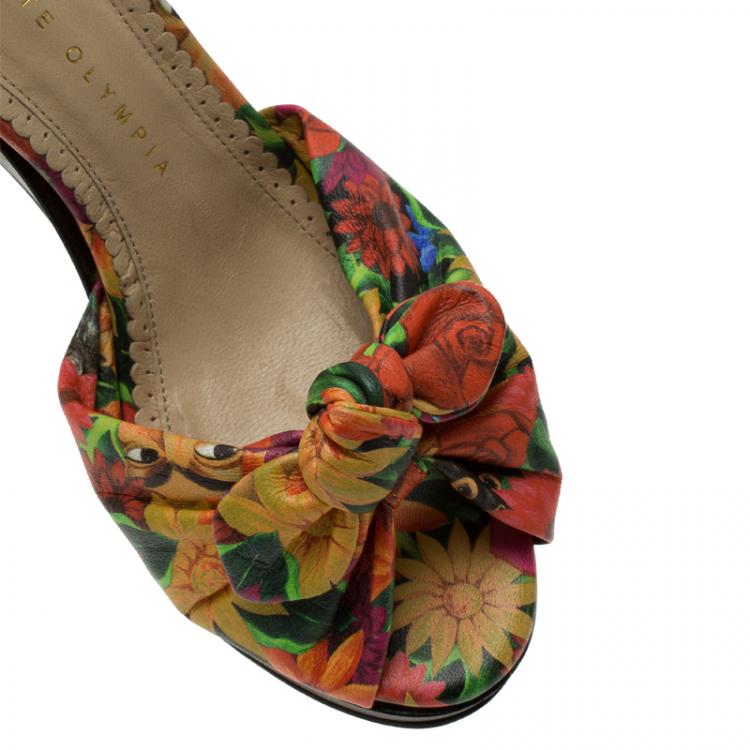 Pre Owned Charlotte Olympia Muticolor Leather Mansfield Frida Platform Sandals Size 37.5