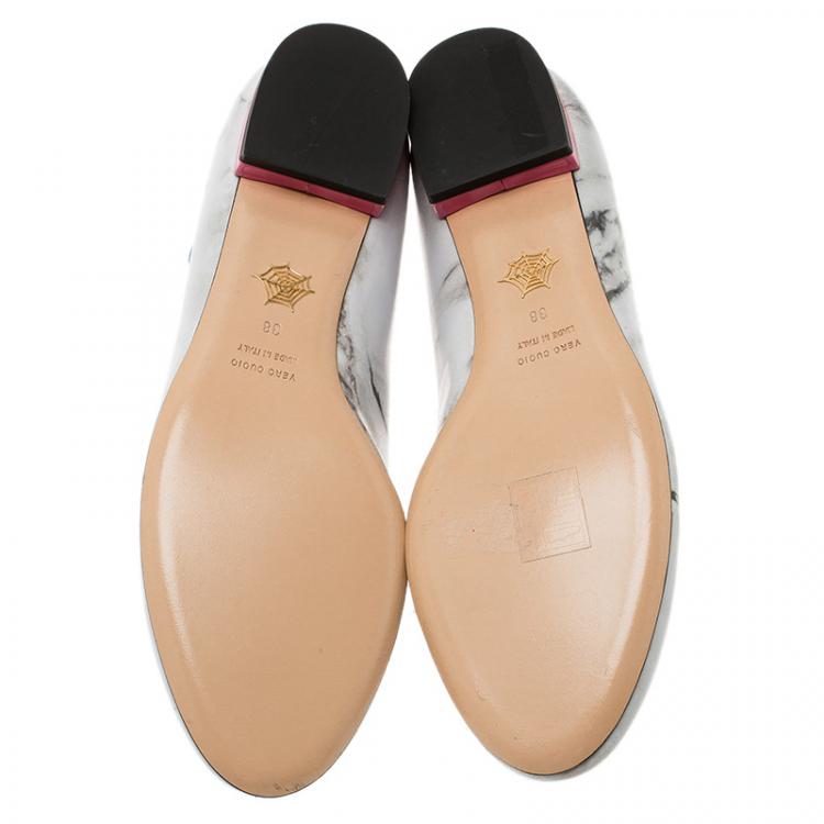 Pre Owned Charlotte Olympia Marble Kitty Flats Size 38