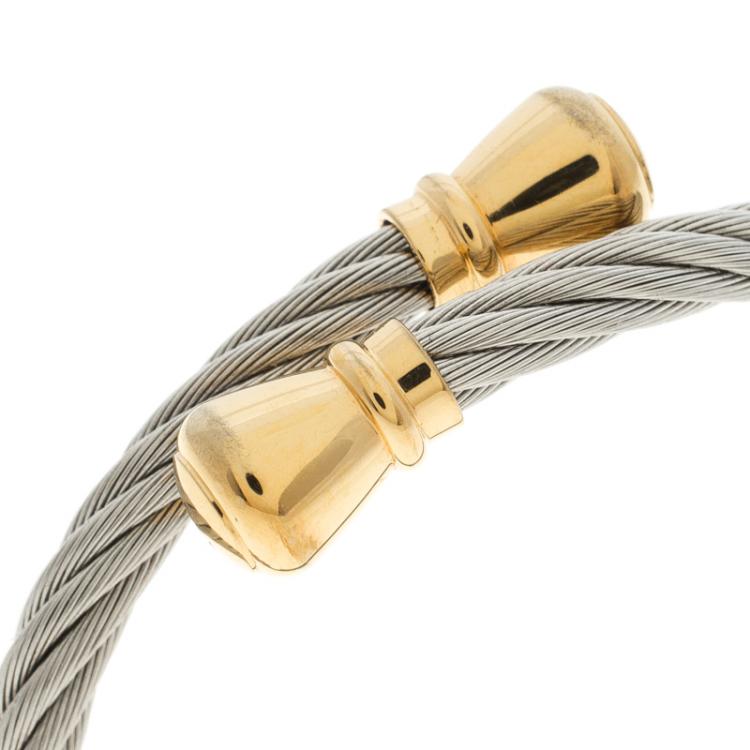 Pre Owned Charriol Celtic Bourse Titanium Cable and Gold Plated Bracelet