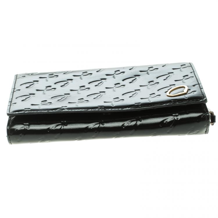Pre Owned Charriol Black Monogram Patent Leather Wallet