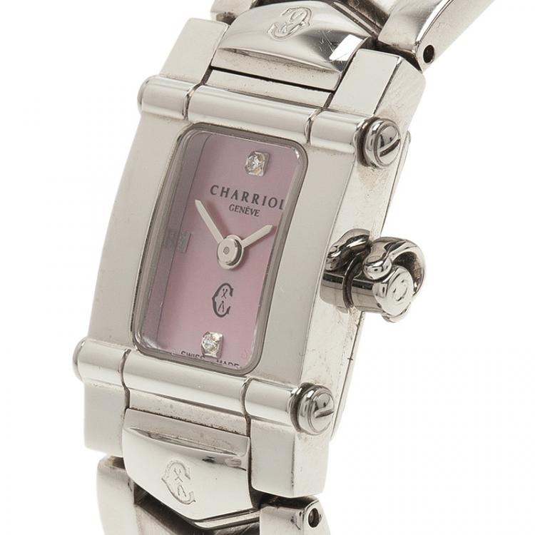 Pre Owned Charriol Pink Stainless Steel Columbus Women's Wristwatch 16MM