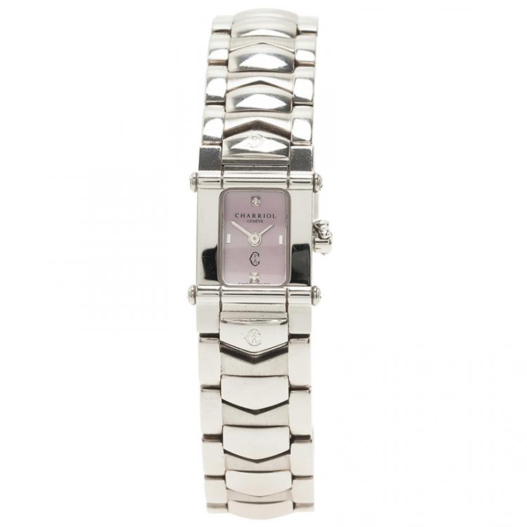Pre Owned Charriol Pink Stainless Steel Columbus Women's Wristwatch 16MM