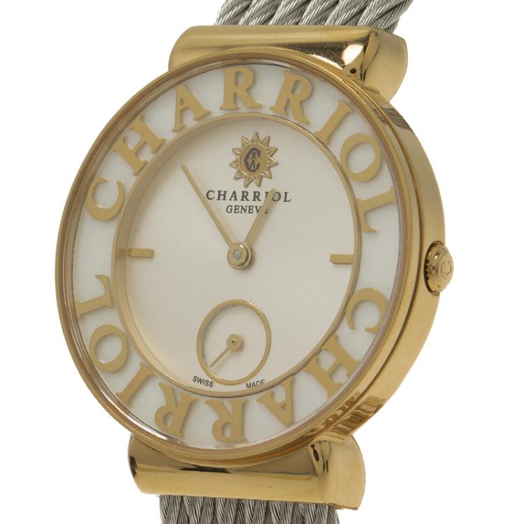 Pre Owned Charriol Grey Gold-Plated Stainless Steel St Tropez Women's Wristwatch 30MM