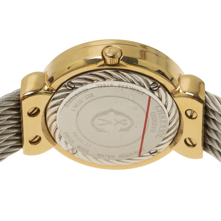 Pre Owned Charriol Grey Gold-Plated Stainless Steel St Tropez Women's Wristwatch 30MM
