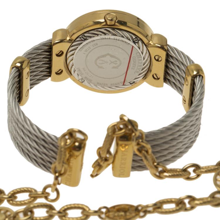 Pre Owned Charriol Grey Gold-Plated Stainless Steel St Tropez Women's Wristwatch 30MM