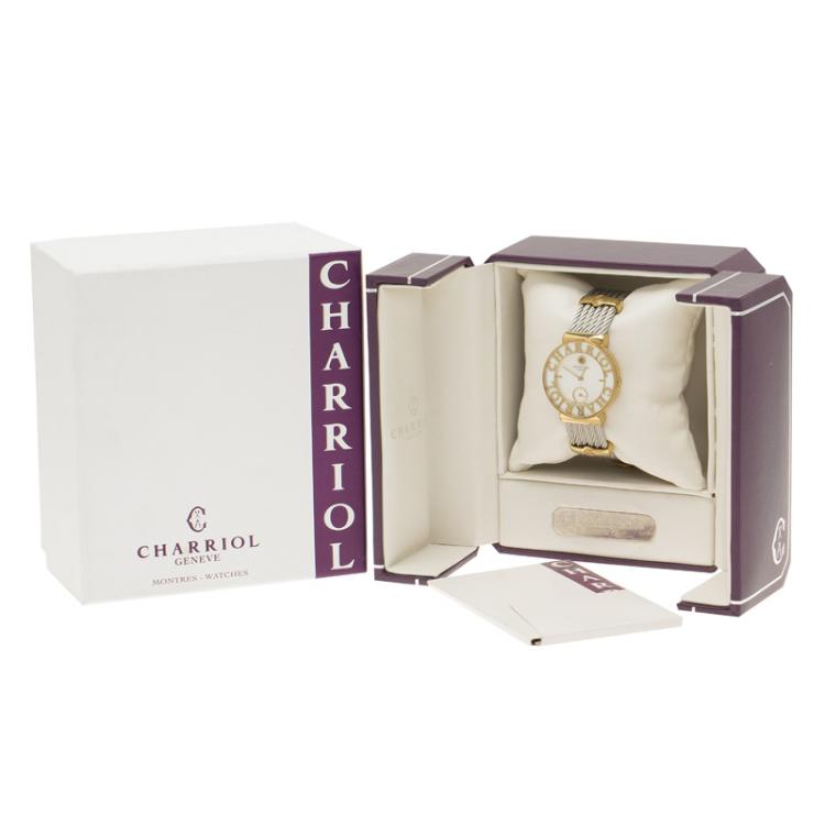 Pre Owned Charriol Grey Gold-Plated Stainless Steel St Tropez Women's Wristwatch 30MM
