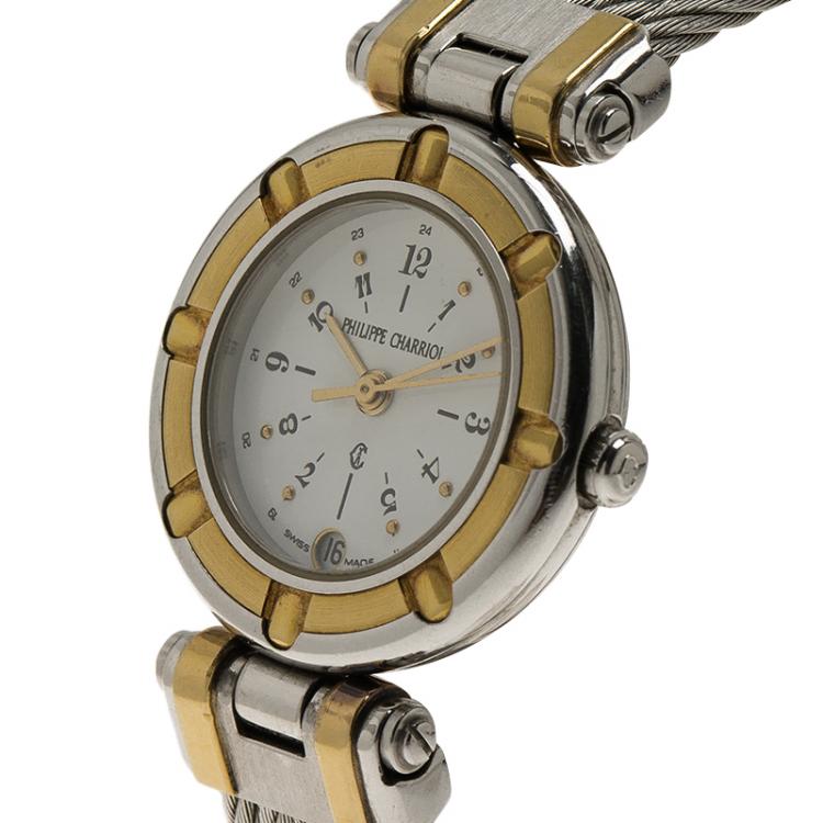 Pre Owned Charriol White Gold-Plated Stainless Steel Classic Women's Wristwatch 24MM