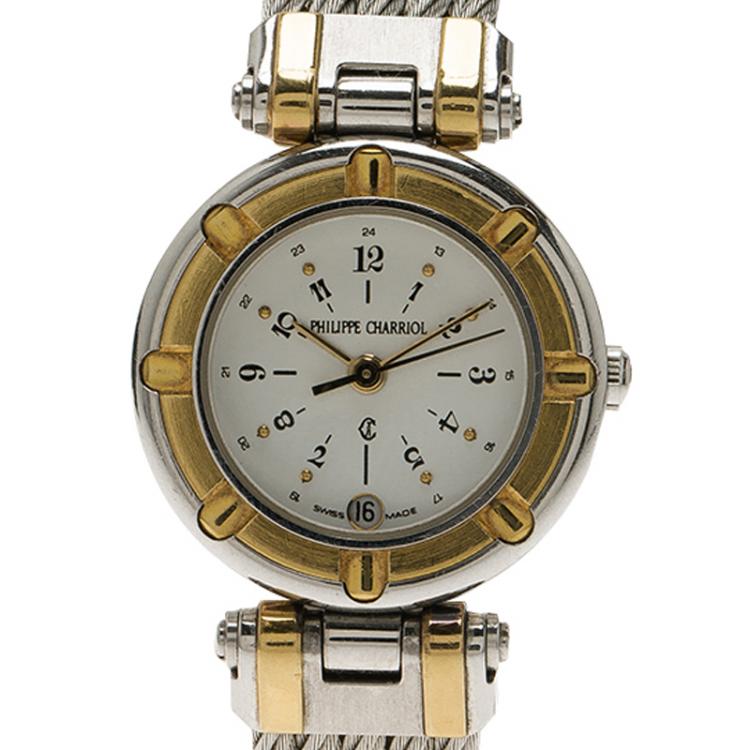 Pre Owned Charriol White Gold-Plated Stainless Steel Classic Women's Wristwatch 24MM