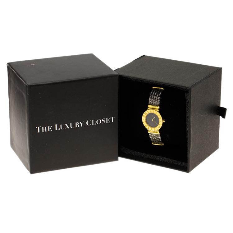 Pre Owned Charriol Black Gold-Plated Stainless Steel St. Tropez Women's Wristwatch 24MM